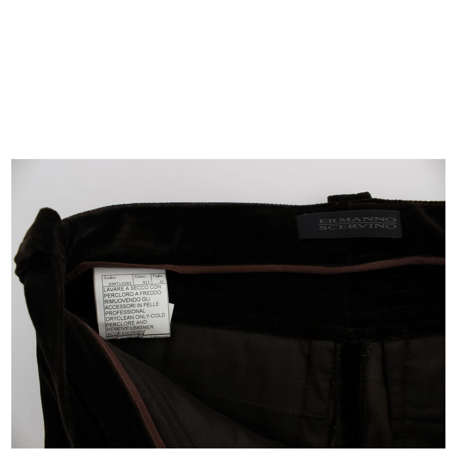 Brown Cotton Velvet Zippers Slim Fit Pants