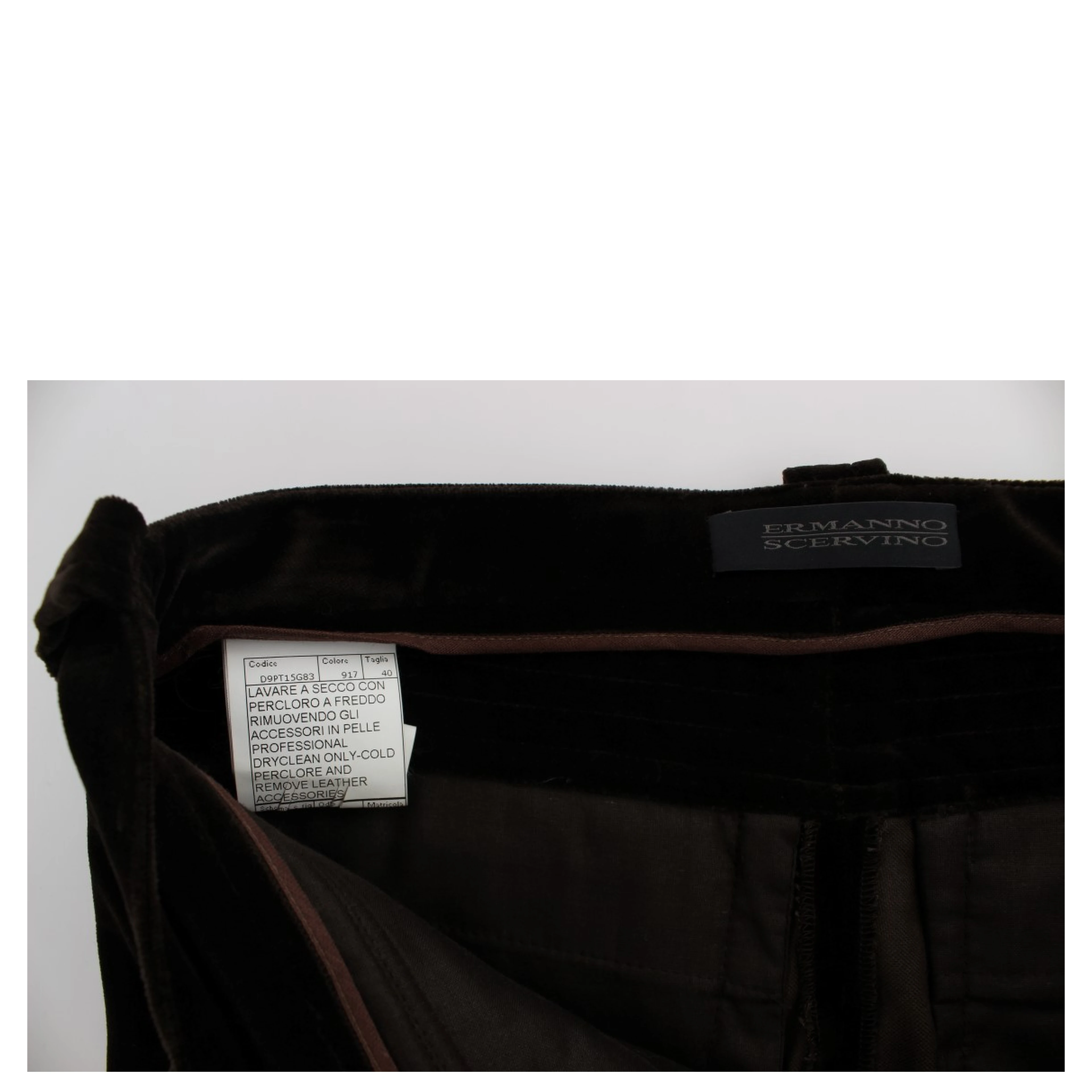 Brown Cotton Velvet Zippers Slim Fit Pants