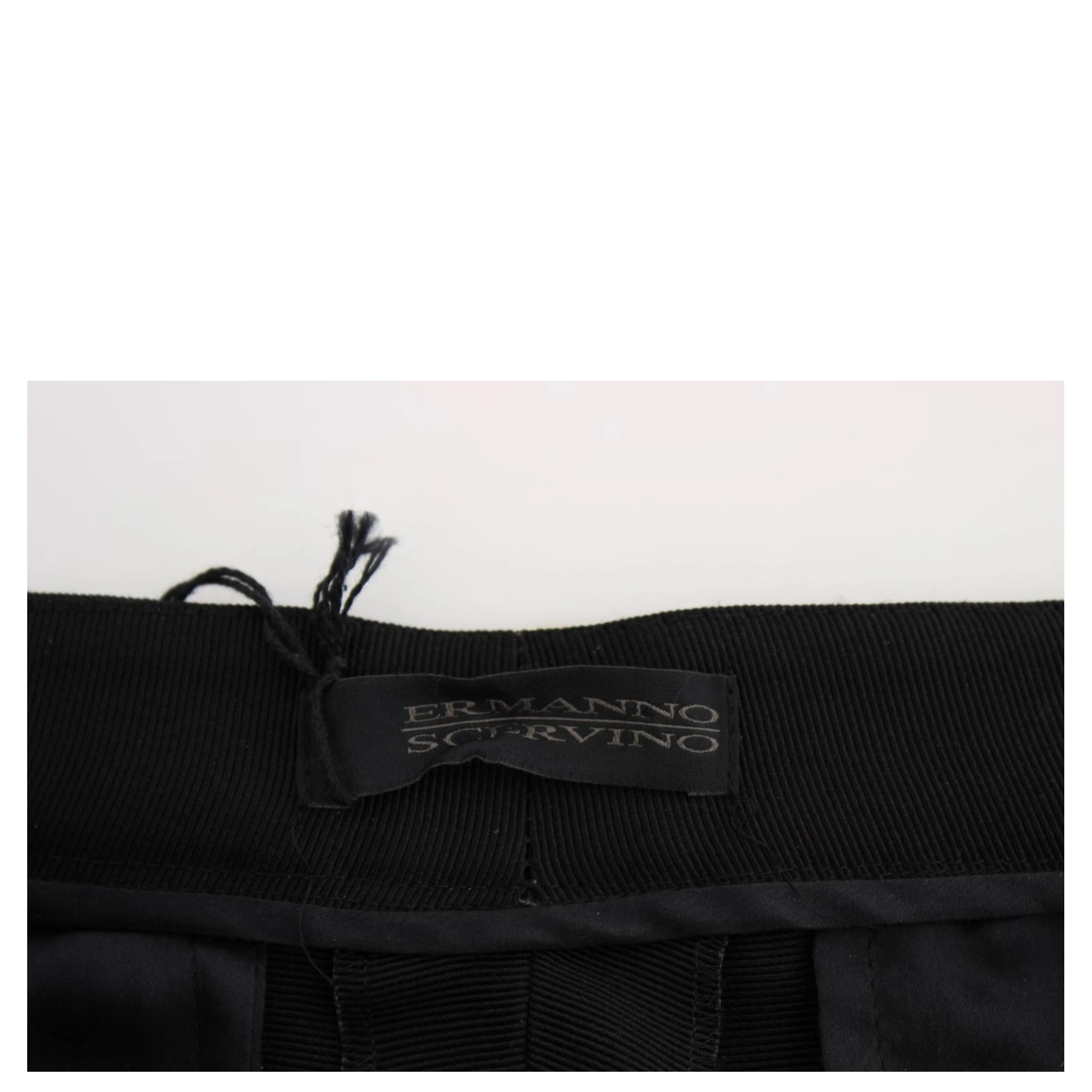 Black Striped Cotton Blend Wide Legs Pants