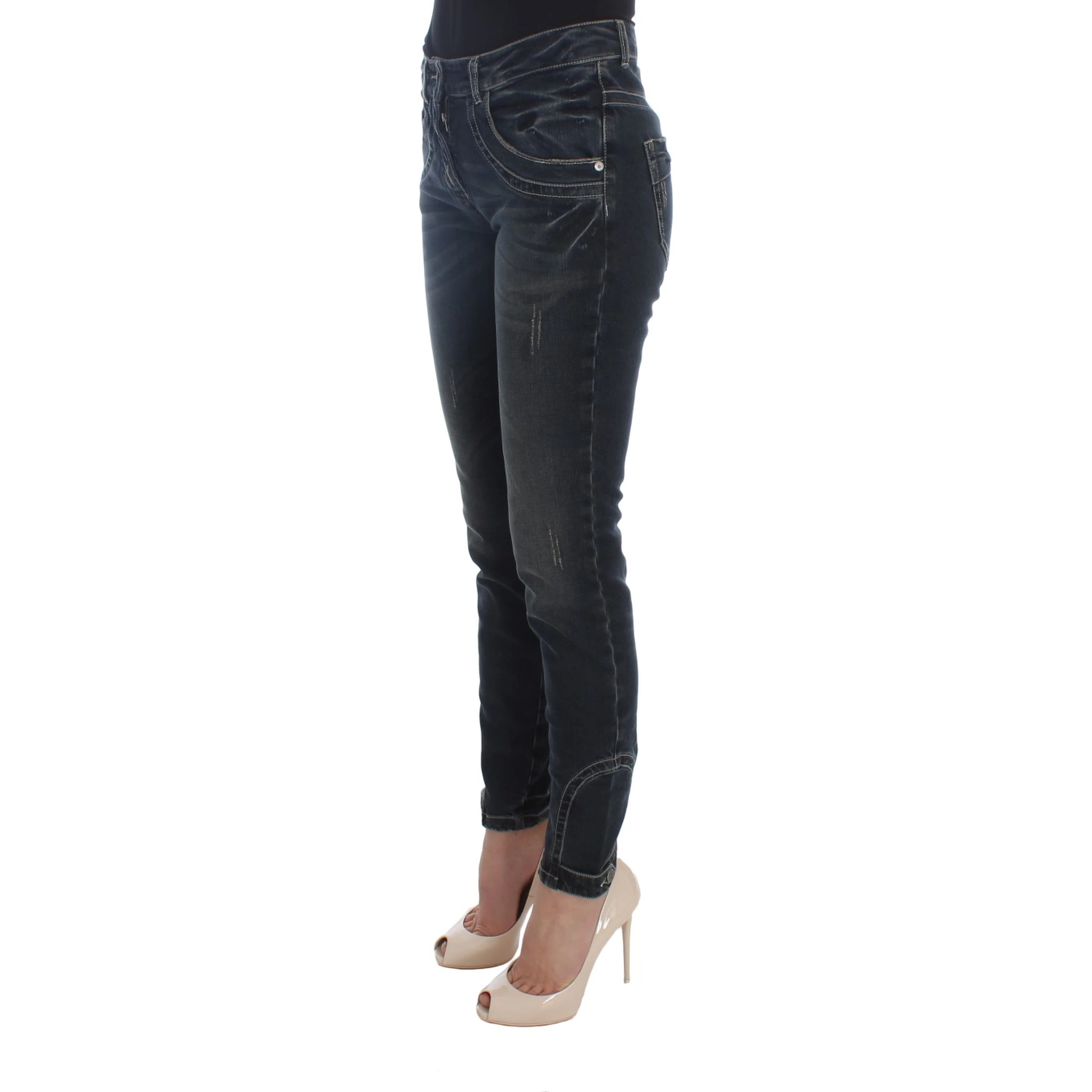 Blue Cotton Blend Slim Fit Jeans