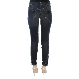 Blue Cotton Blend Slim Fit Jeans