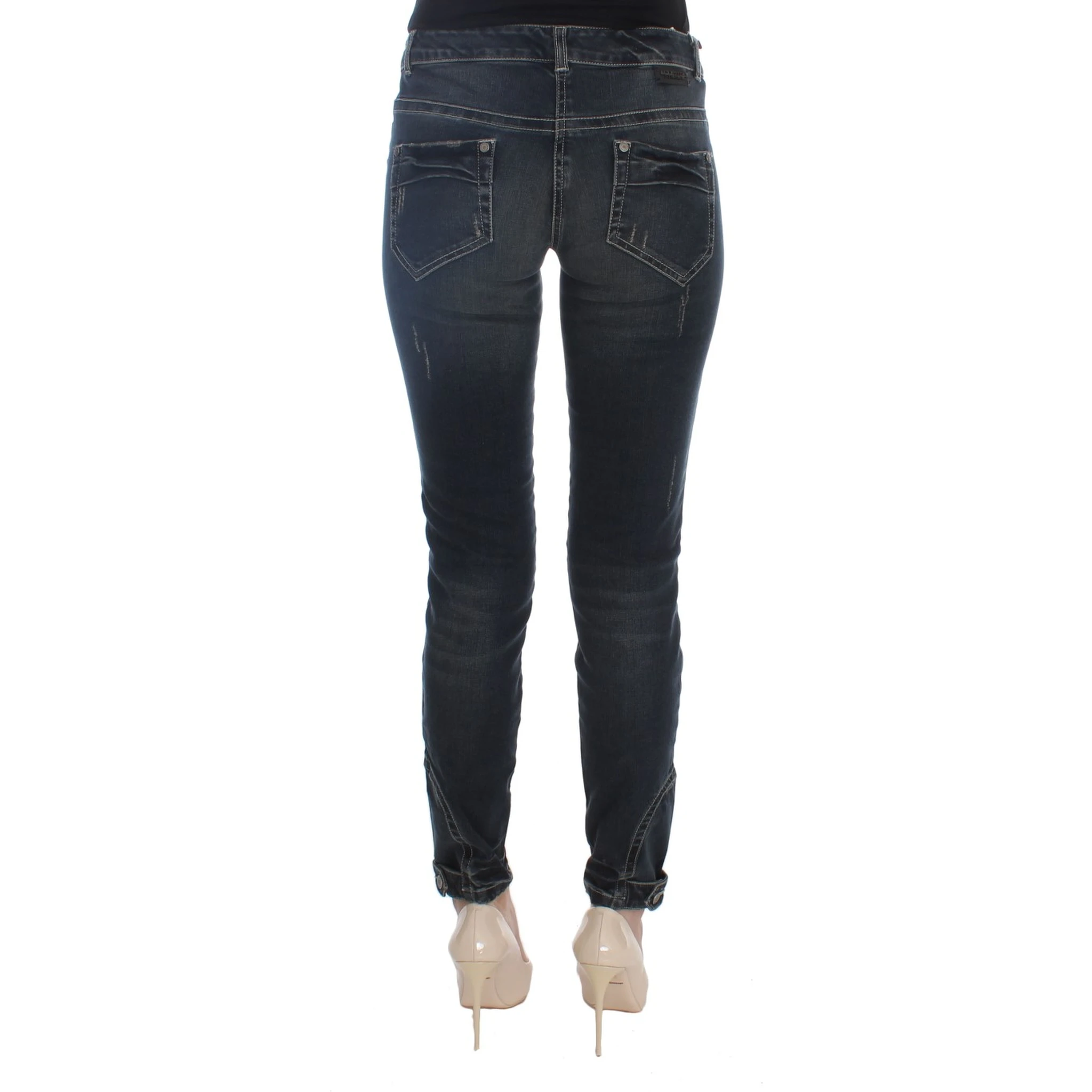 Blue Cotton Blend Slim Fit Jeans