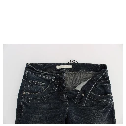 Blue Cotton Blend Slim Fit Jeans