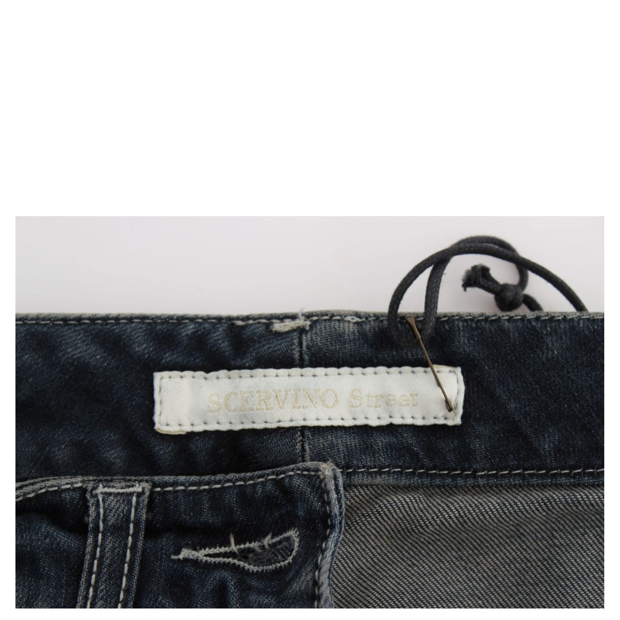 Blue Cotton Blend Slim Fit Jeans