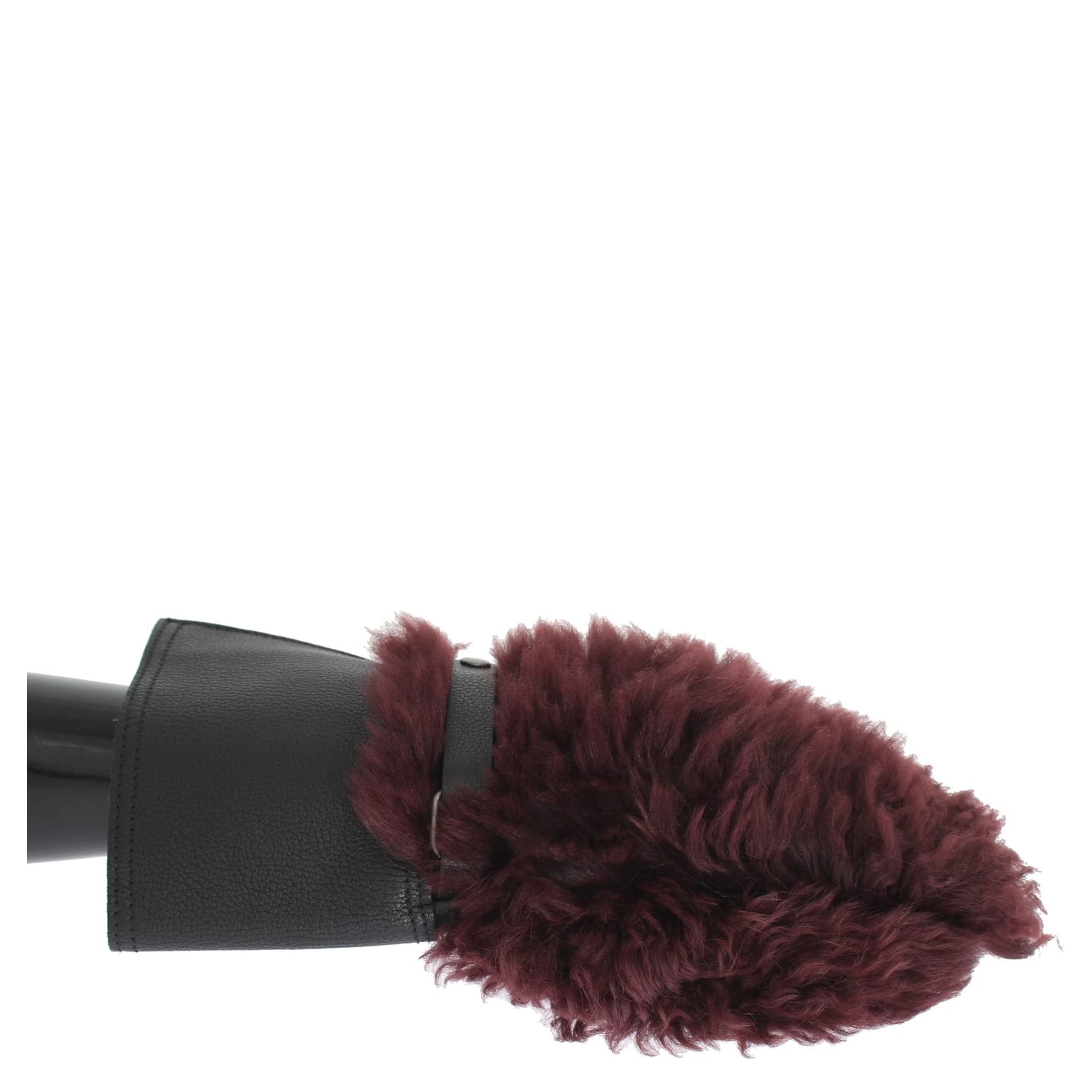 Black Leather Bordeaux Shearling Gloves