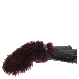 Black Leather Bordeaux Shearling Gloves