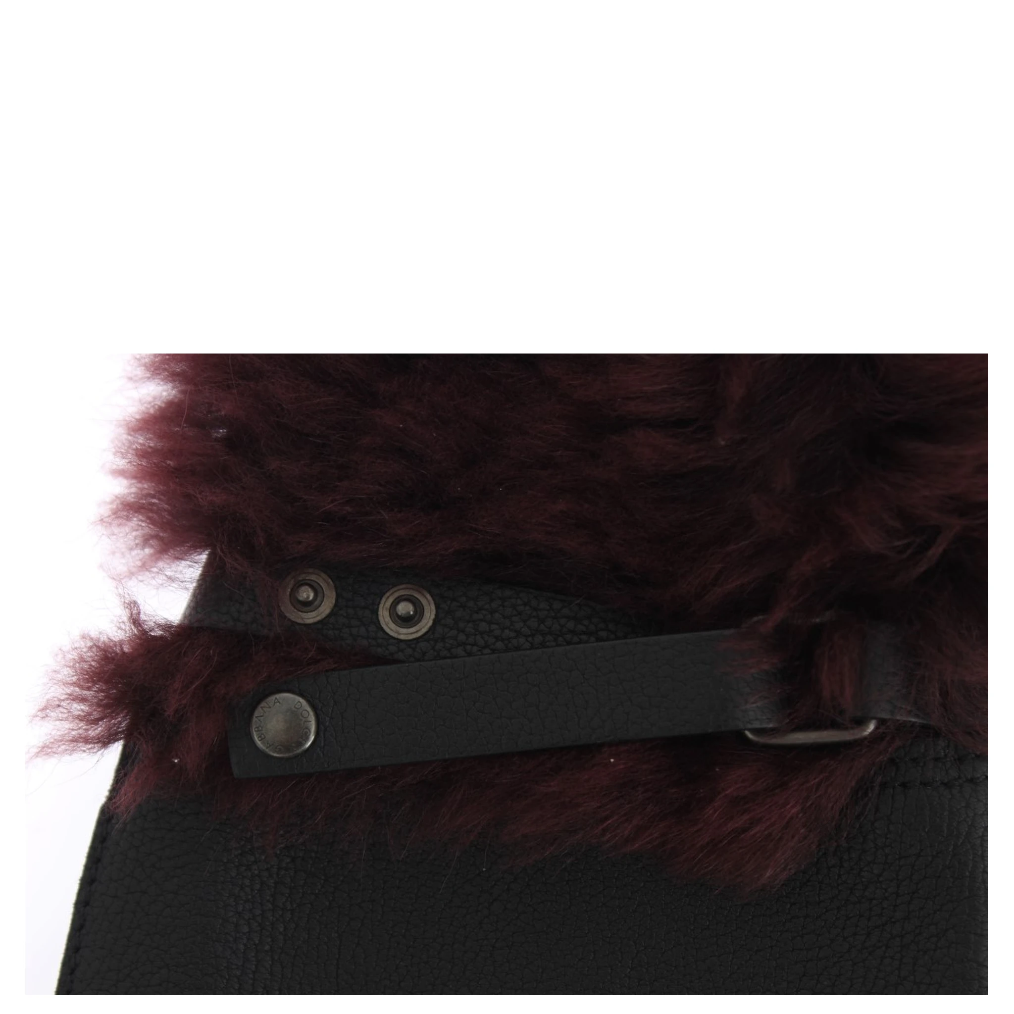 Black Leather Bordeaux Shearling Gloves