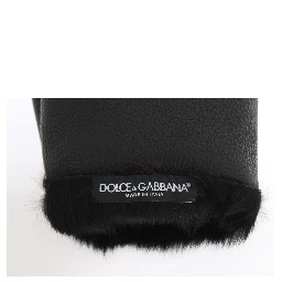 Black Leather Bordeaux Shearling Gloves