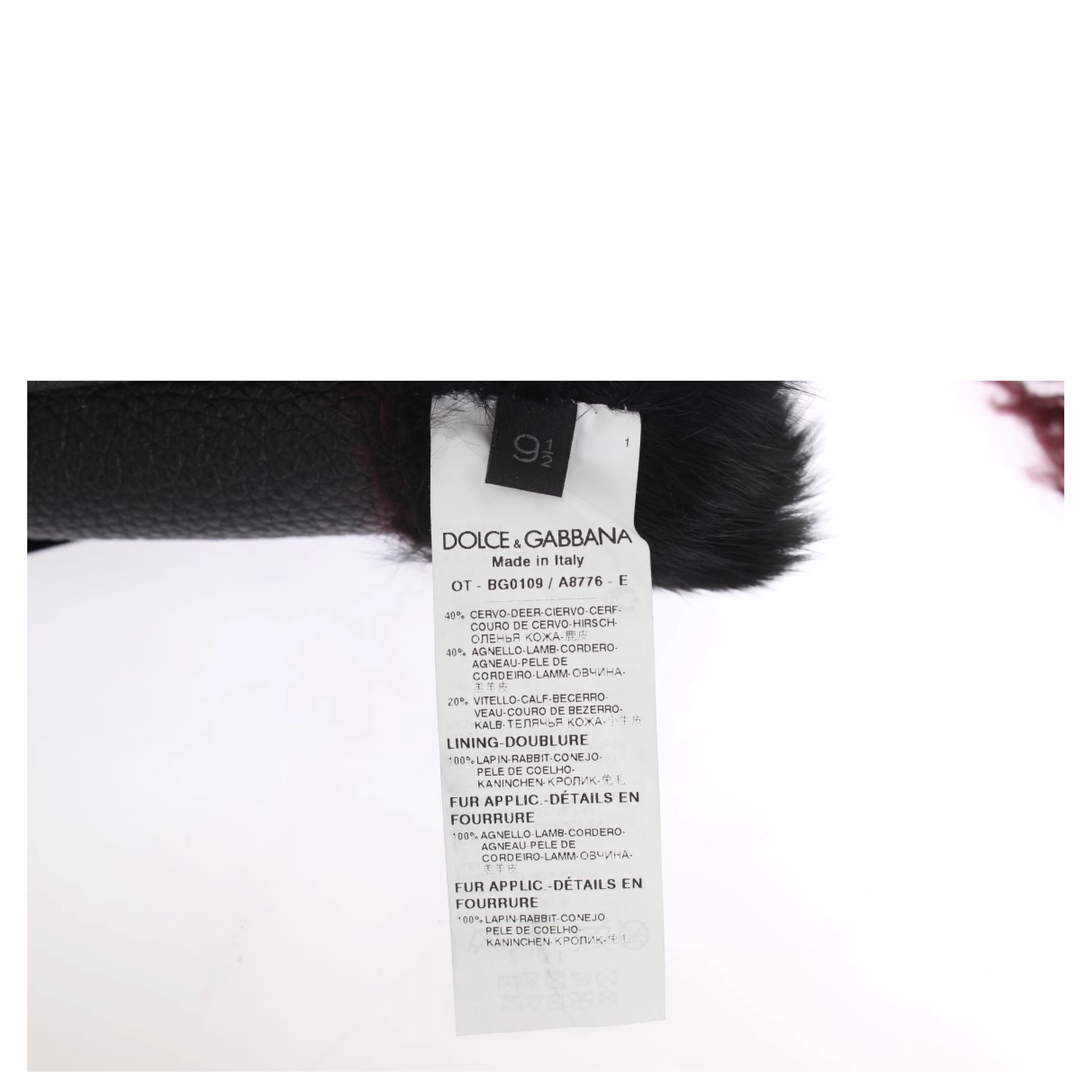 Black Leather Bordeaux Shearling Gloves