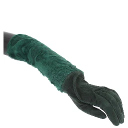 Green Leather Xiangao Fur Elbow Gloves