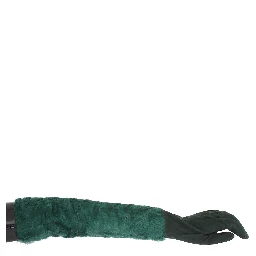Green Leather Xiangao Fur Elbow Gloves