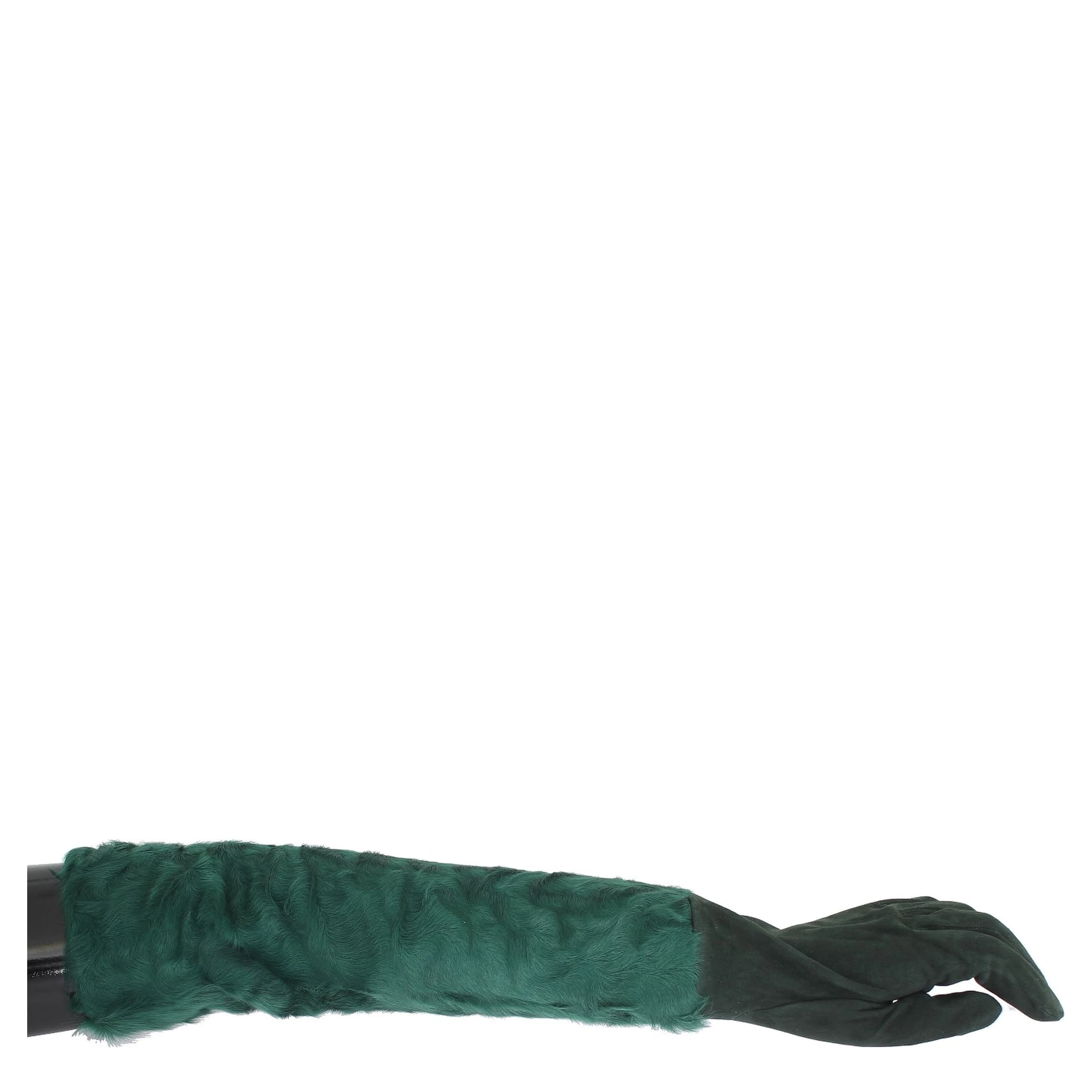 Green Leather Xiangao Fur Elbow Gloves