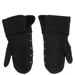 Gray Wool Shearling Studded Gloves