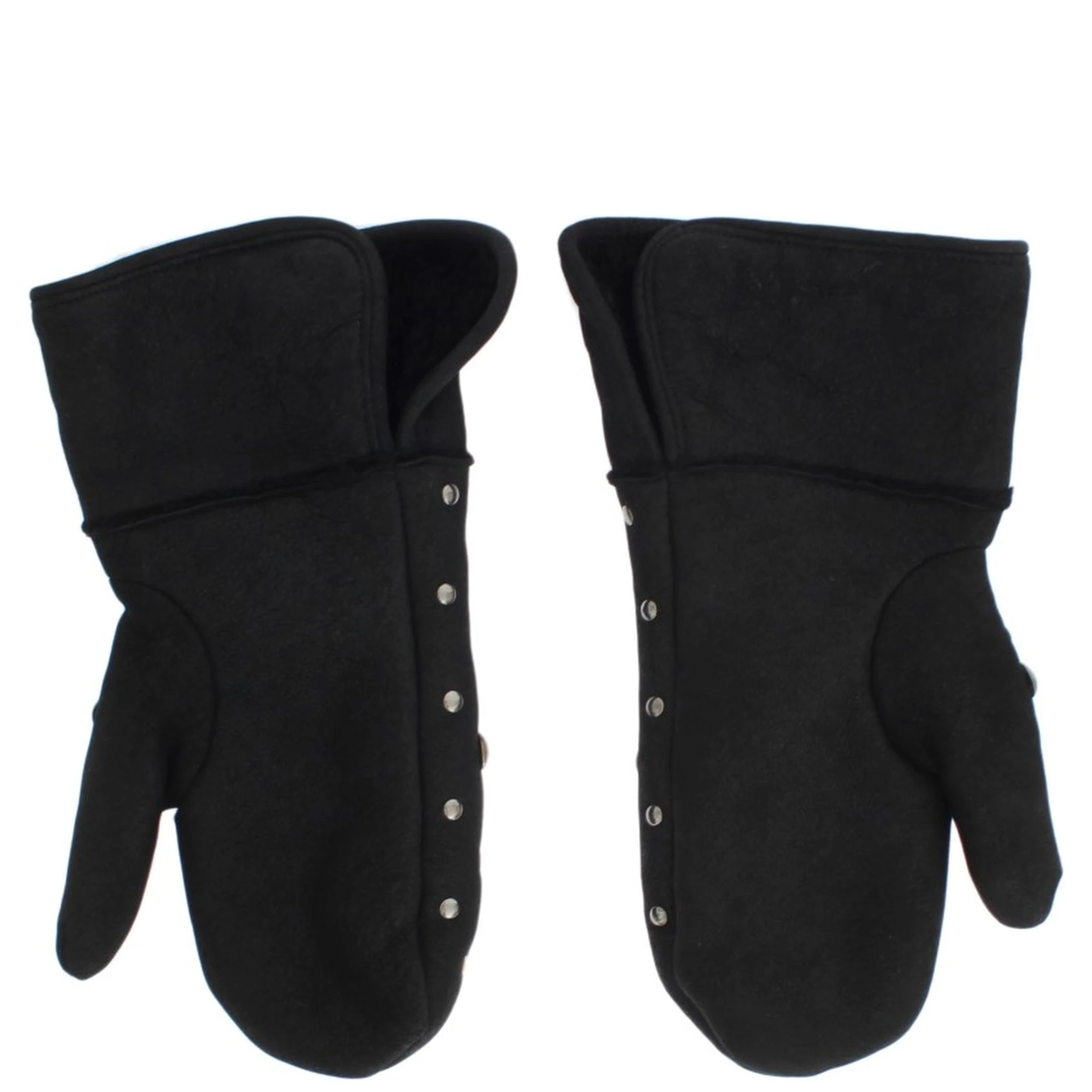 Gray Wool Shearling Studded Gloves