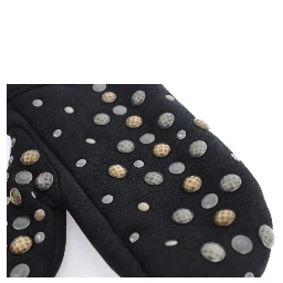 Gray Wool Shearling Studded Gloves