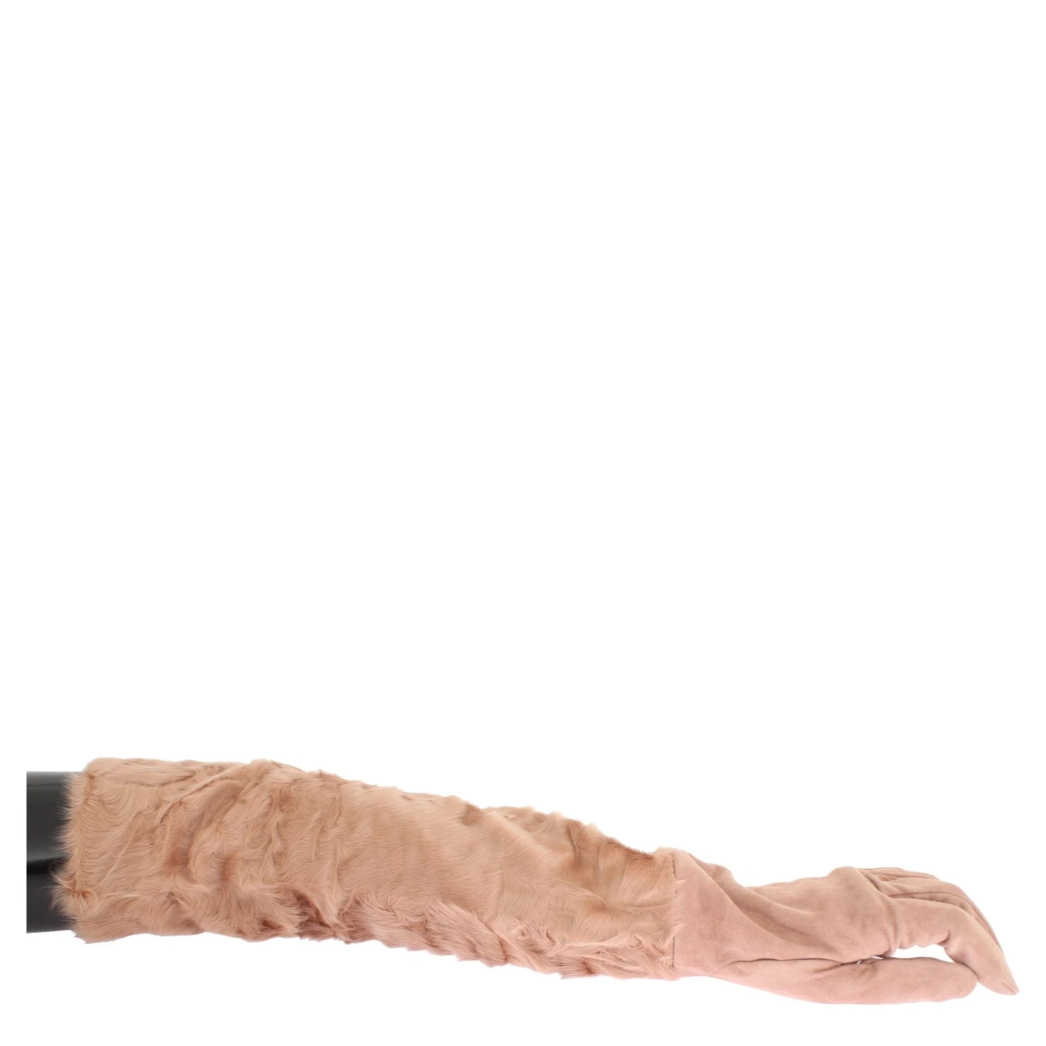 Beige Suede Xiangao Fur Elbow Gloves
