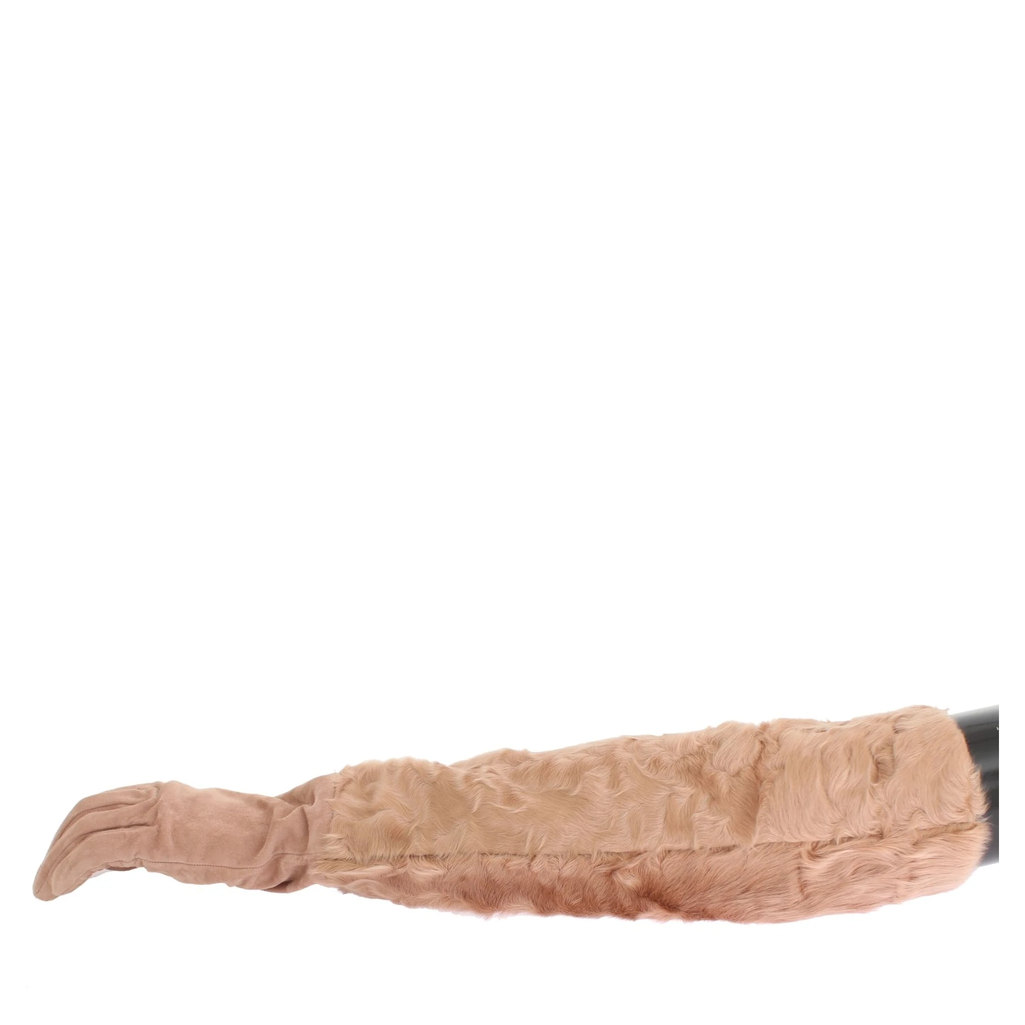 Beige Suede Xiangao Fur Elbow Gloves