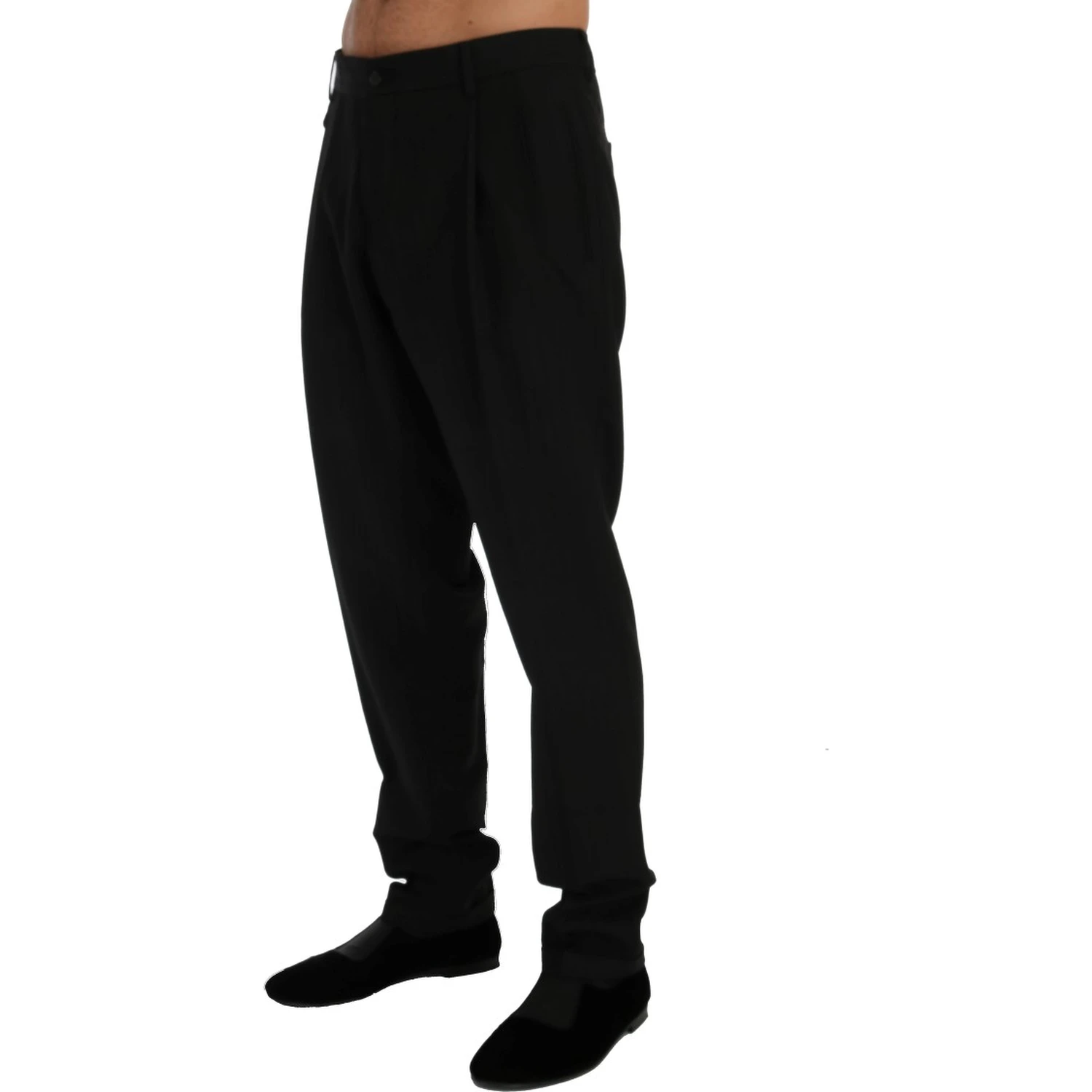Black Striped Wool Stretch Pants