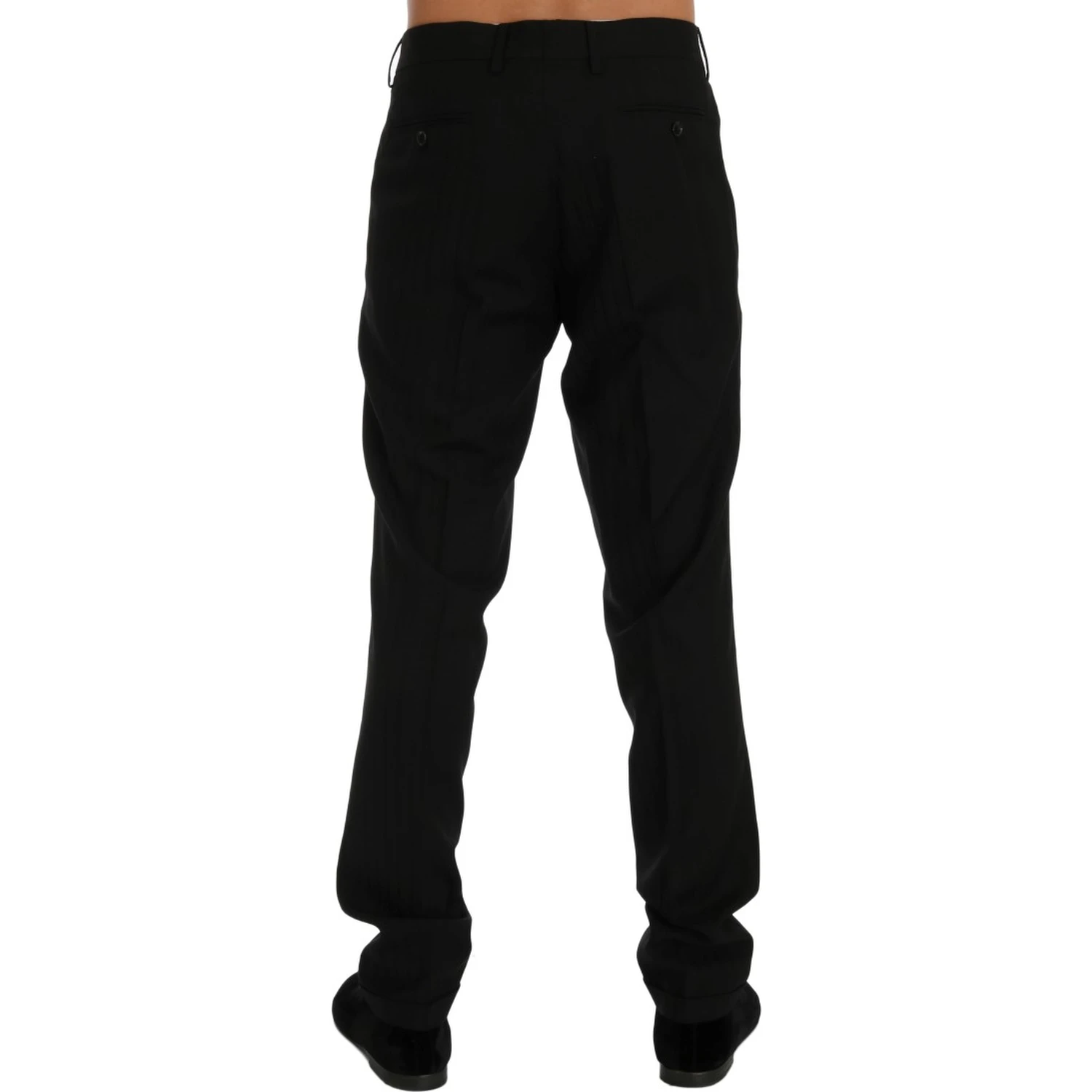 Black Striped Wool Stretch Pants