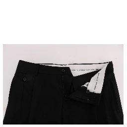 Black Striped Wool Stretch Pants