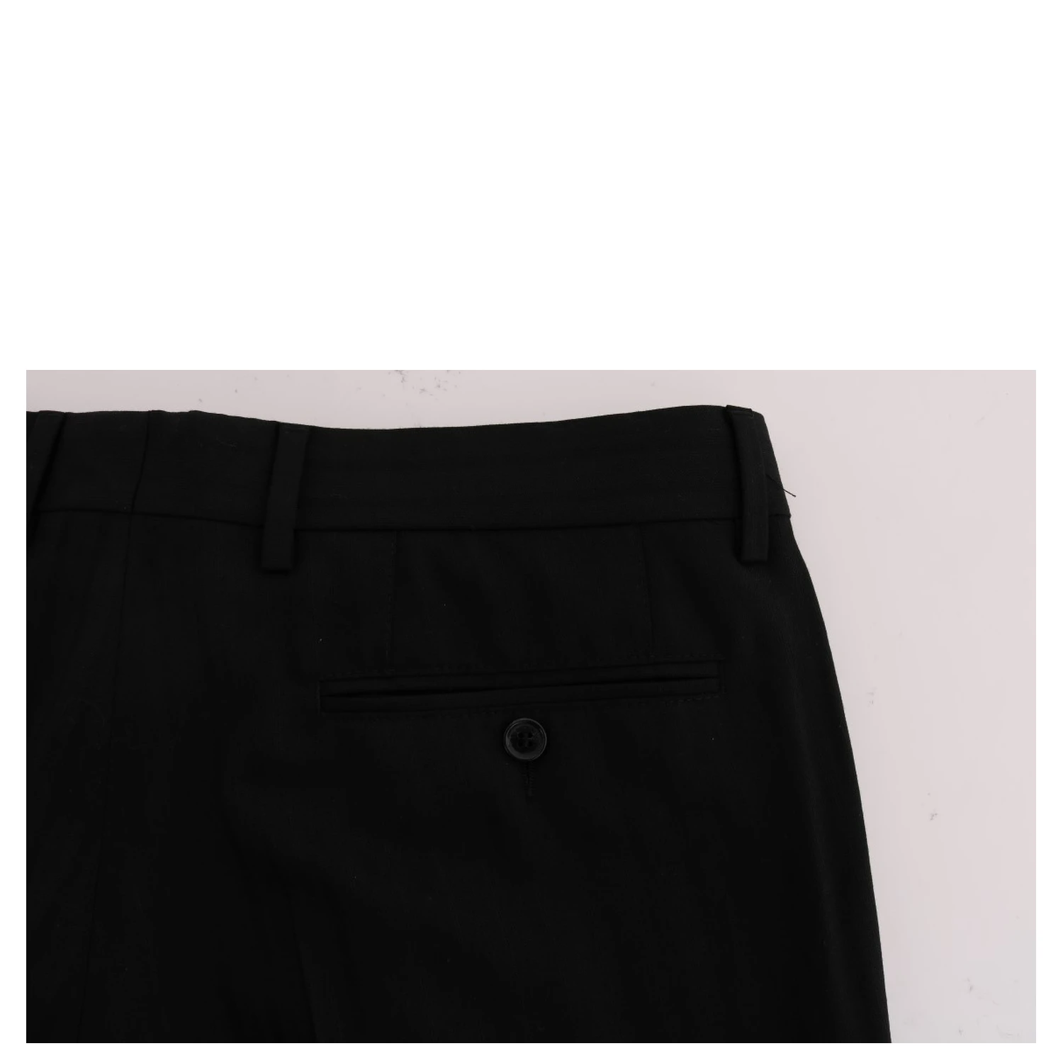 Black Striped Wool Stretch Pants
