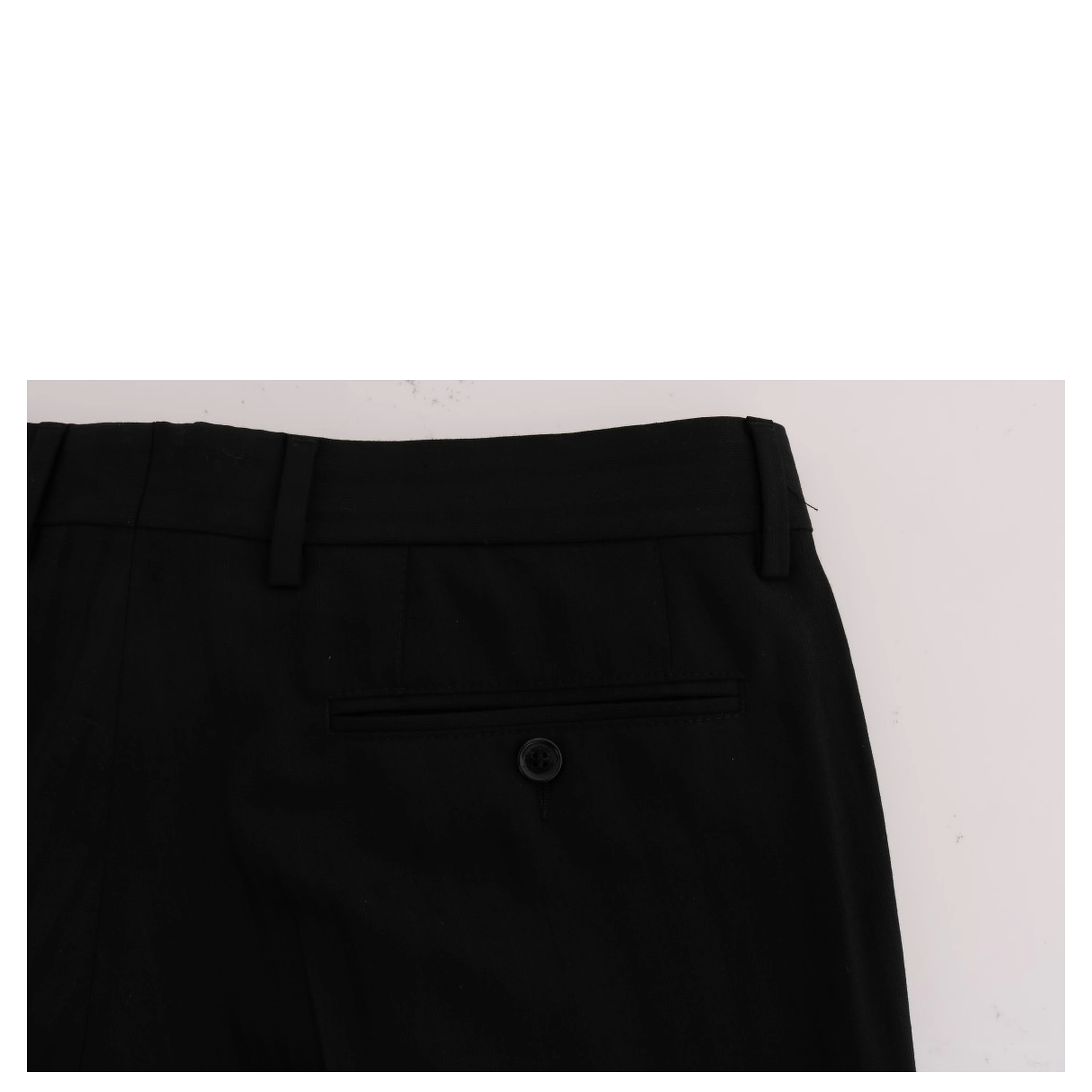 Black Striped Wool Stretch Pants