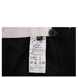 Black Striped Wool Stretch Pants