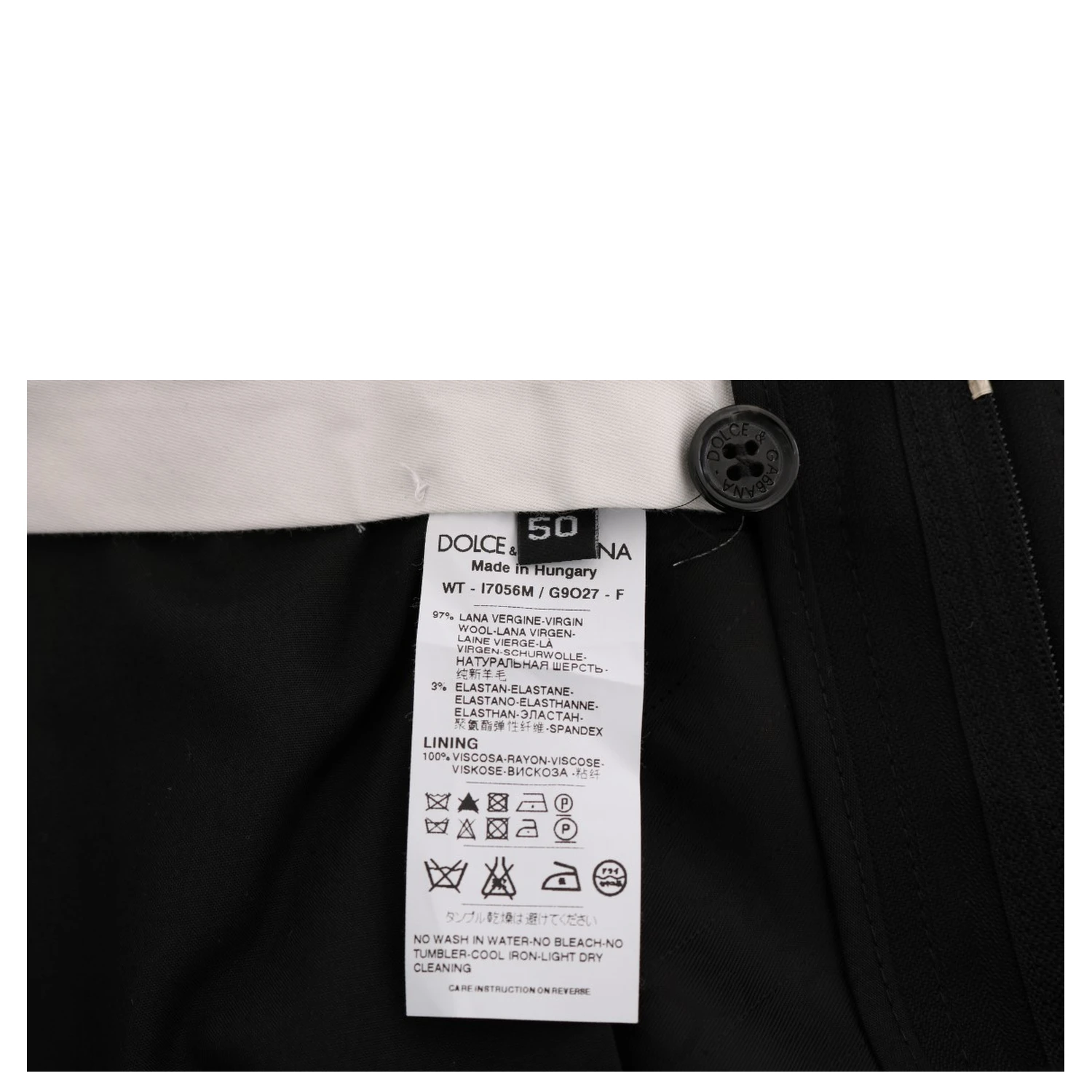 Black Striped Wool Stretch Pants
