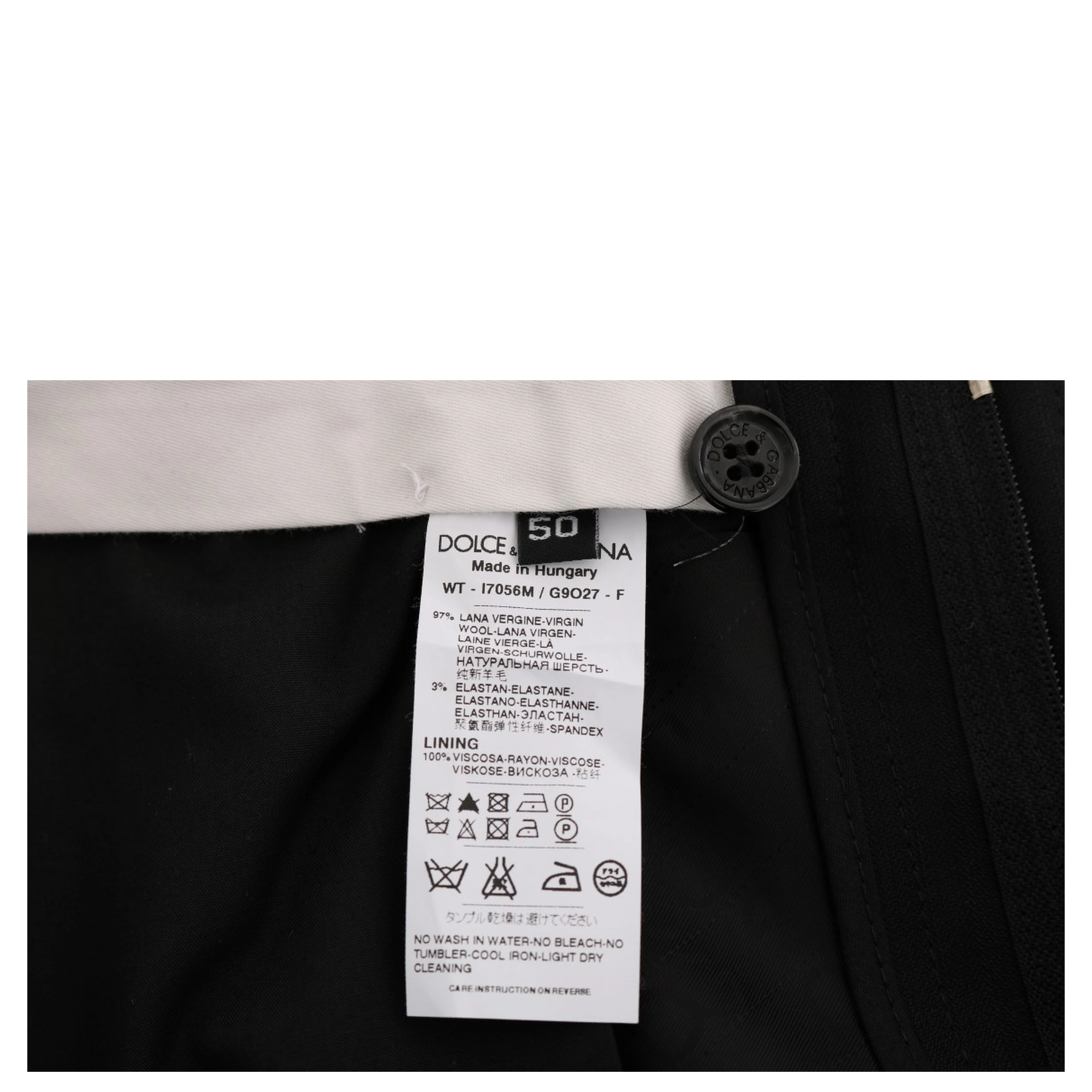 Black Striped Wool Stretch Pants