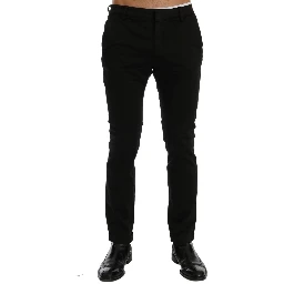 Black Slim Fit Cotton Stretch Pants