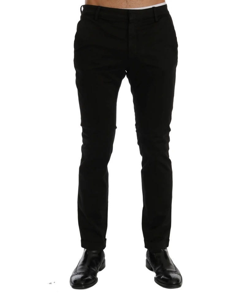 Black Slim Fit Cotton Stretch Pants