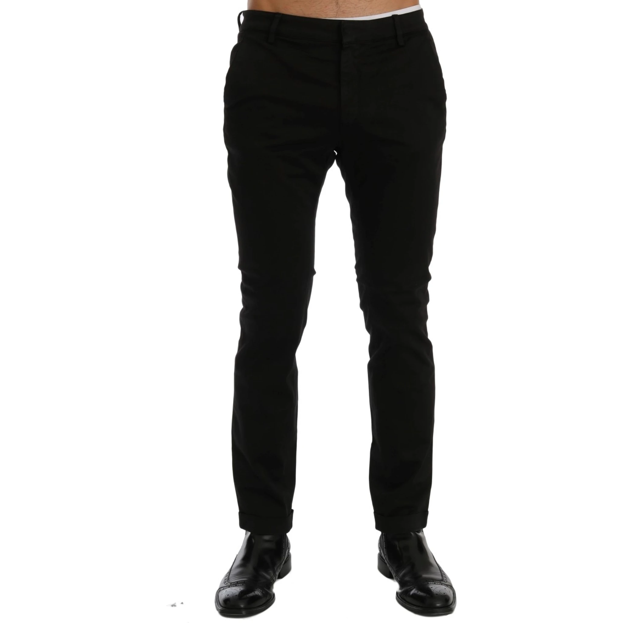 Black Slim Fit Cotton Stretch Pants