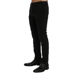 Black Slim Fit Cotton Stretch Pants