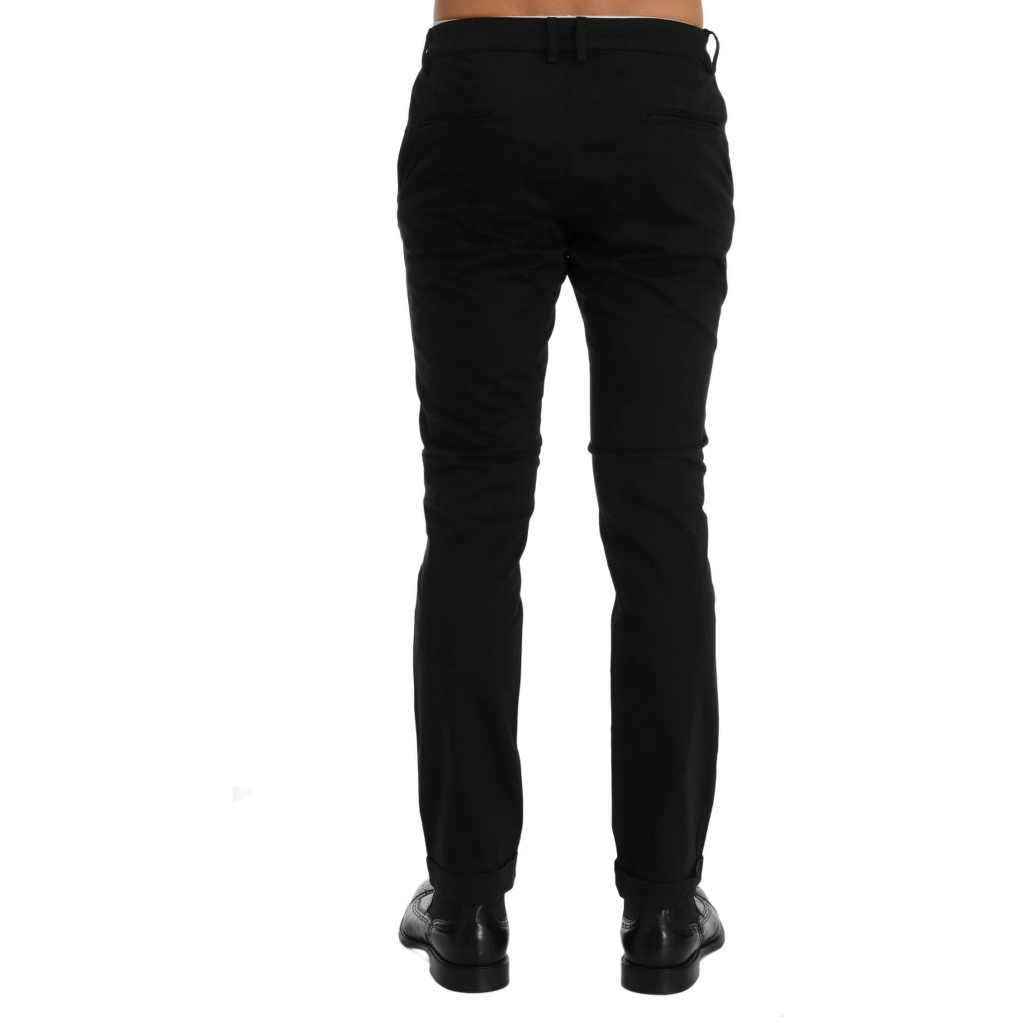 Black Slim Fit Cotton Stretch Pants