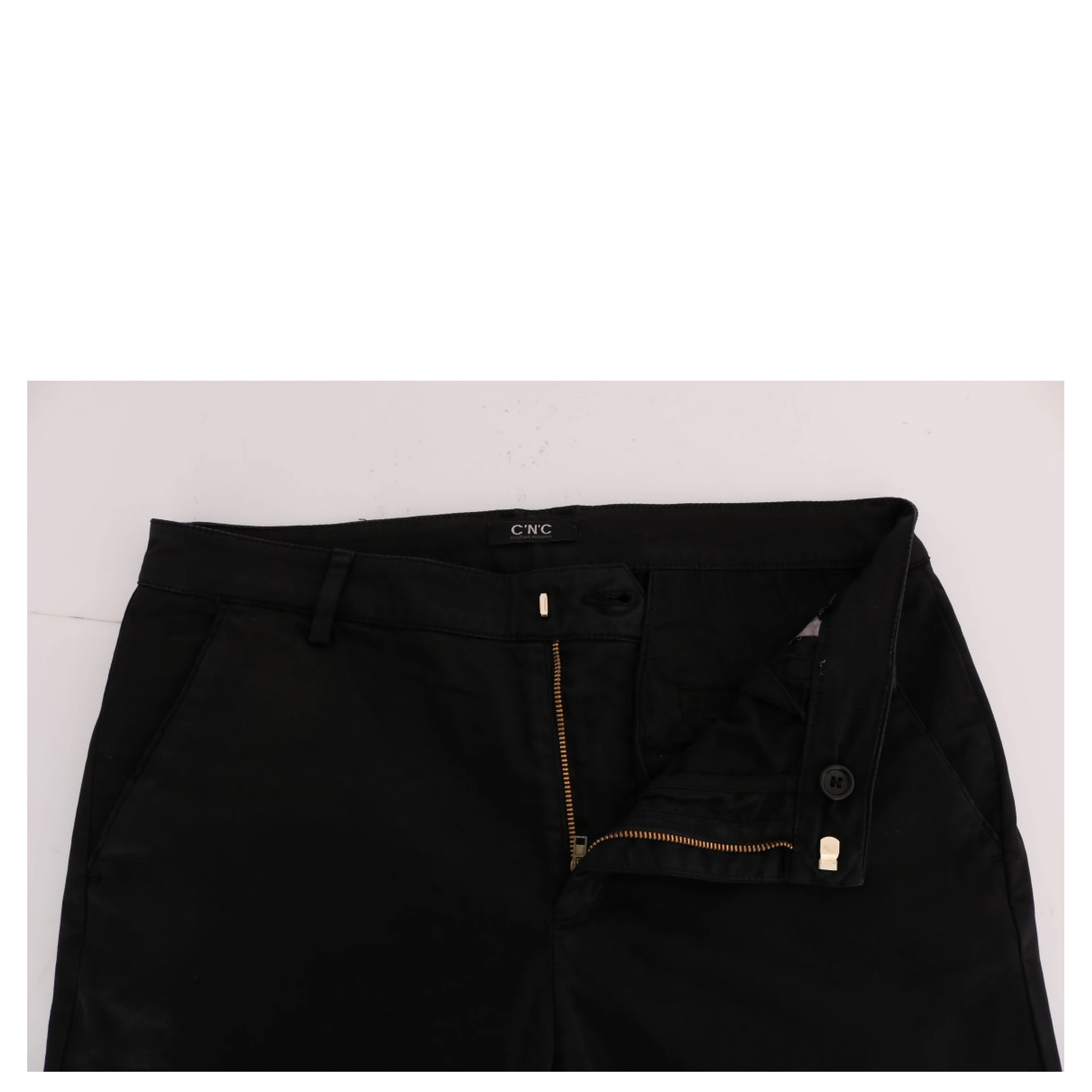 Black Slim Fit Cotton Stretch Pants