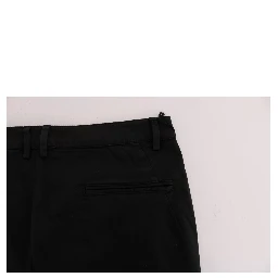 Black Slim Fit Cotton Stretch Pants