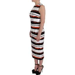 Multicolored Striped Sequined Stretch Dress
