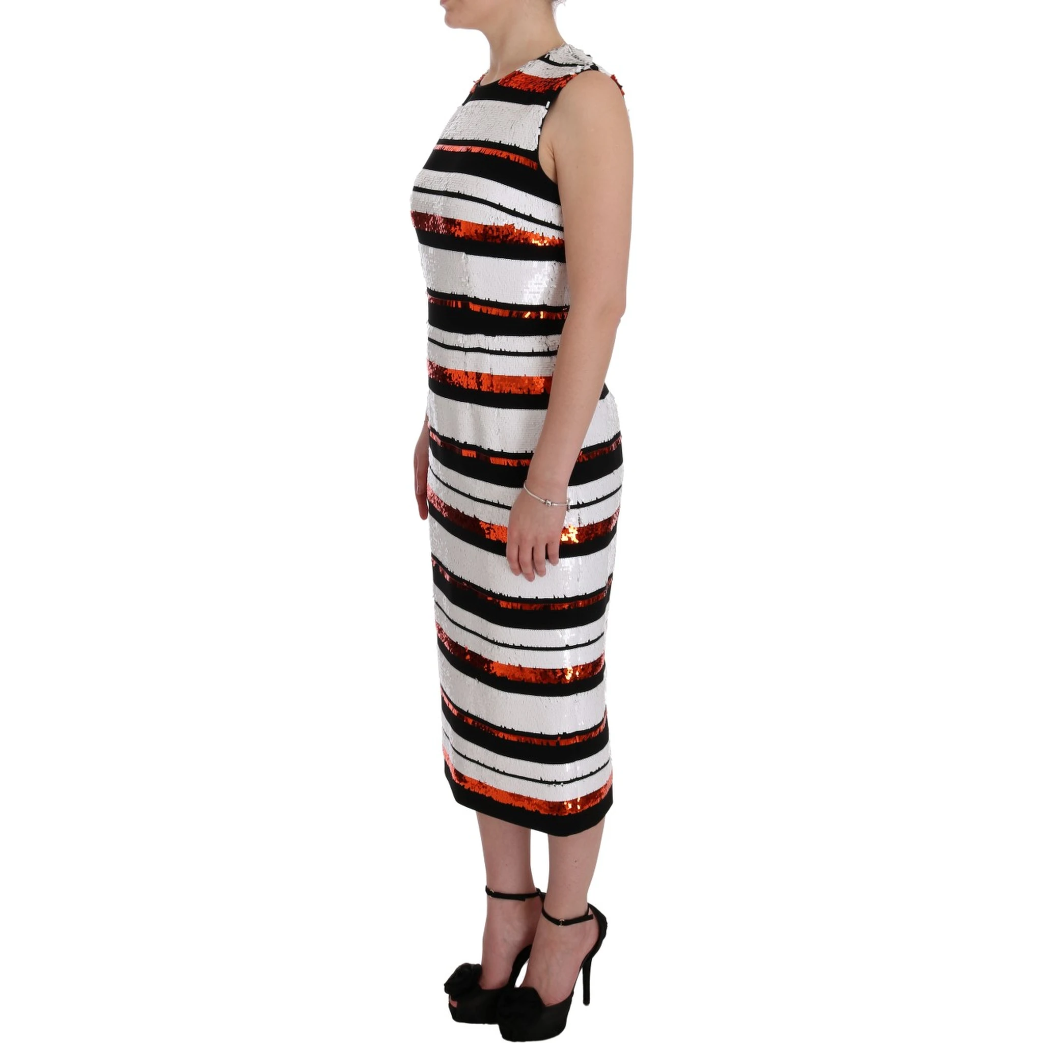 Multicolored Striped Sequined Stretch Dress