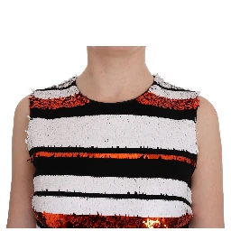 Multicolored Striped Sequined Stretch Dress