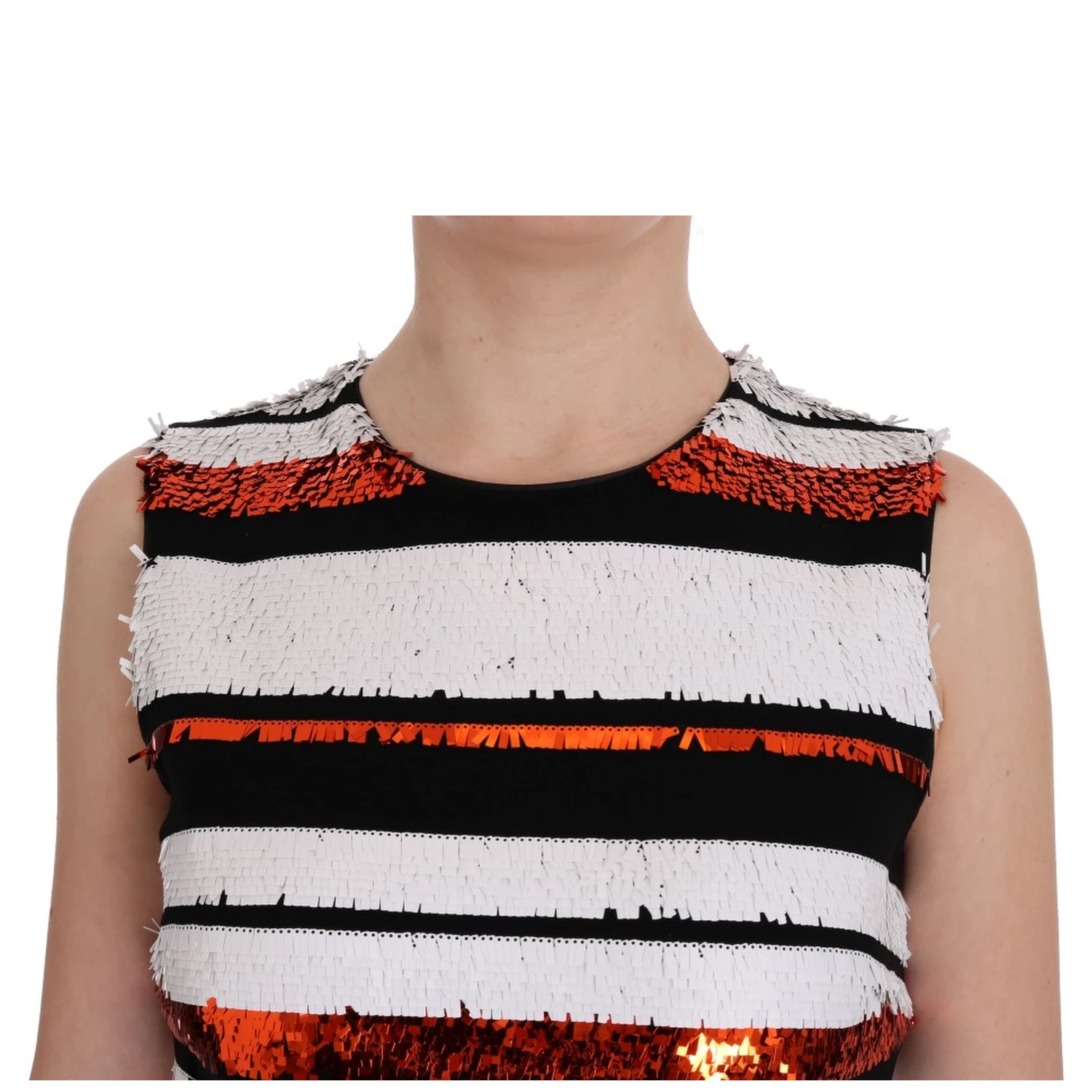 Multicolored Striped Sequined Stretch Dress