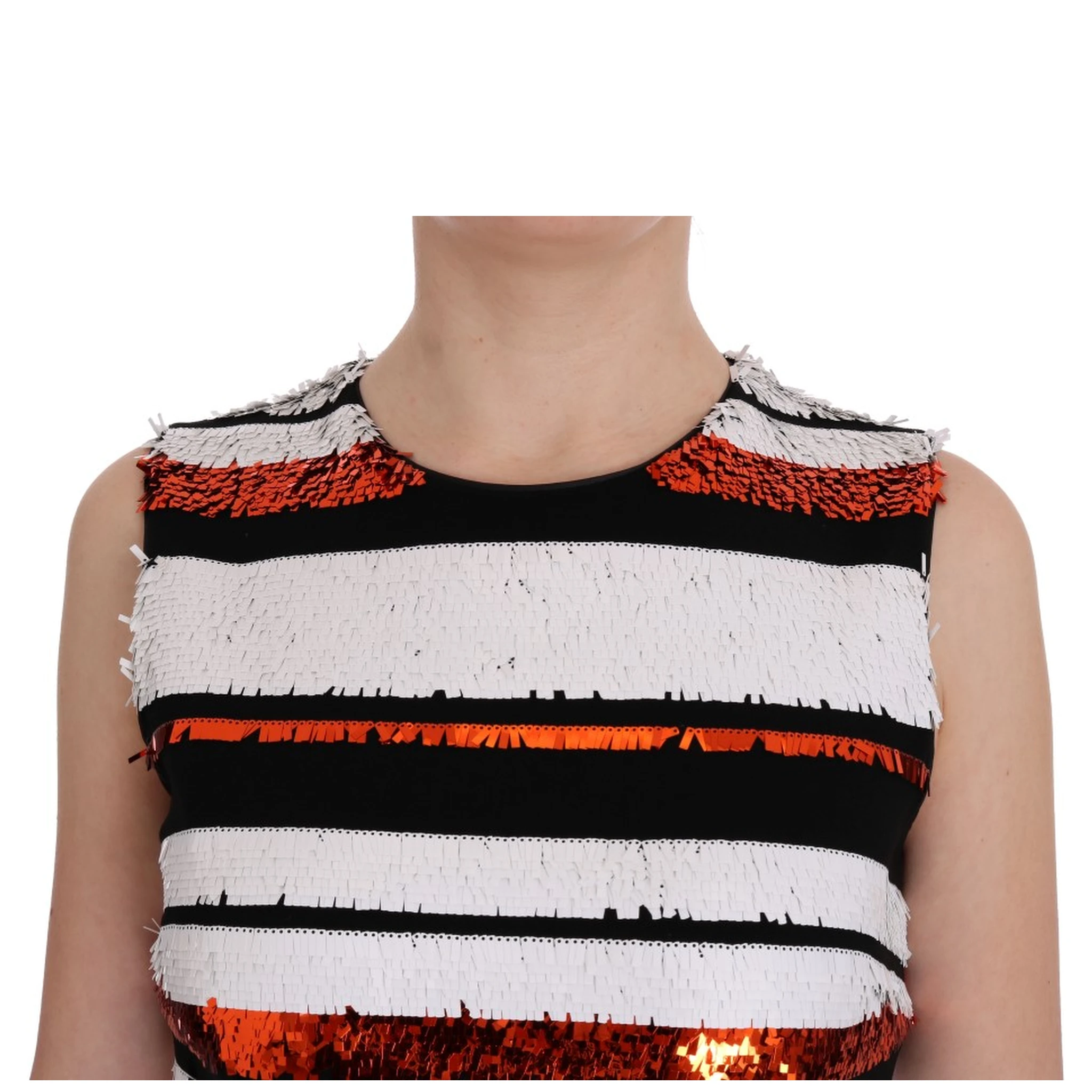 Multicolored Striped Sequined Stretch Dress