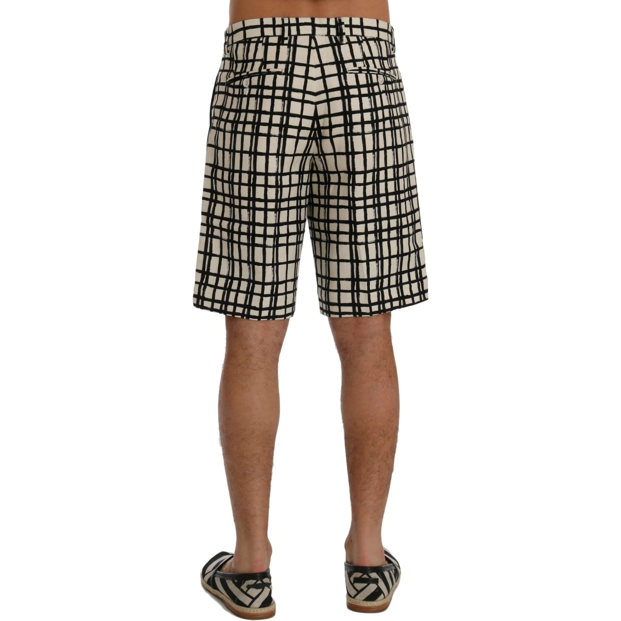 White Black Striped Casual Shorts