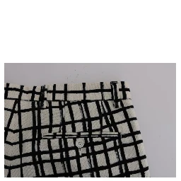 White Black Striped Casual Shorts