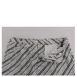 White Black Striped Casual Shorts