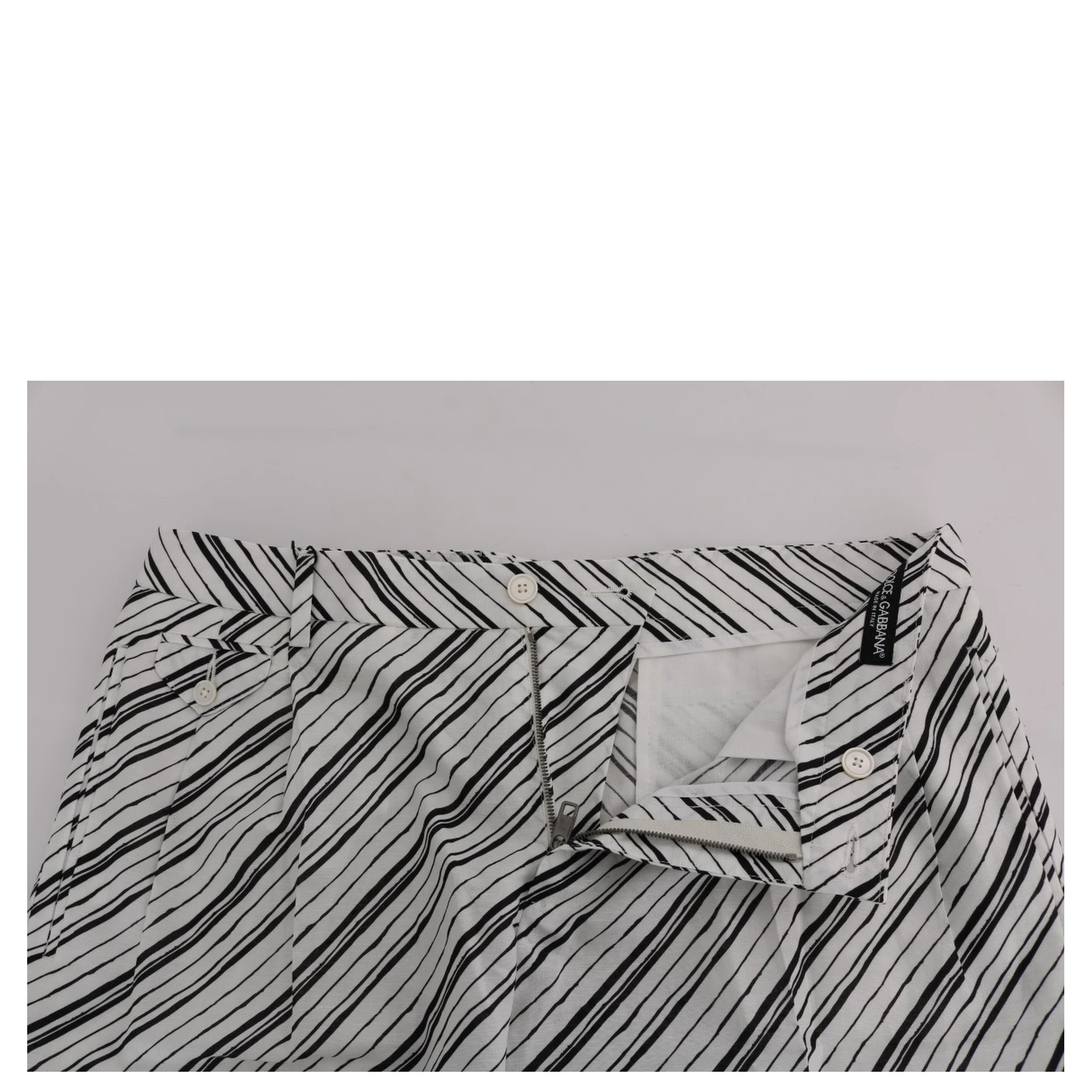 White Black Striped Casual Shorts