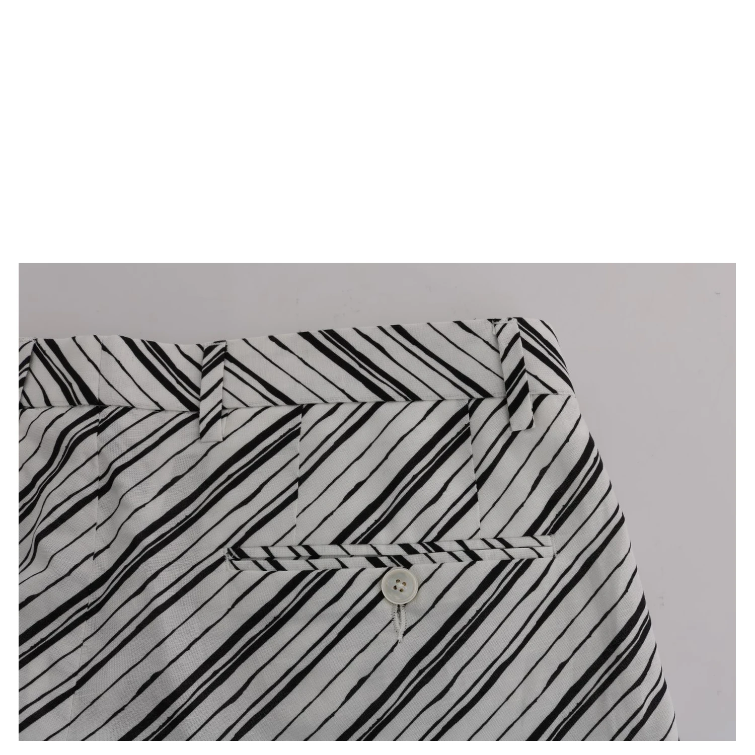 White Black Striped Casual Shorts