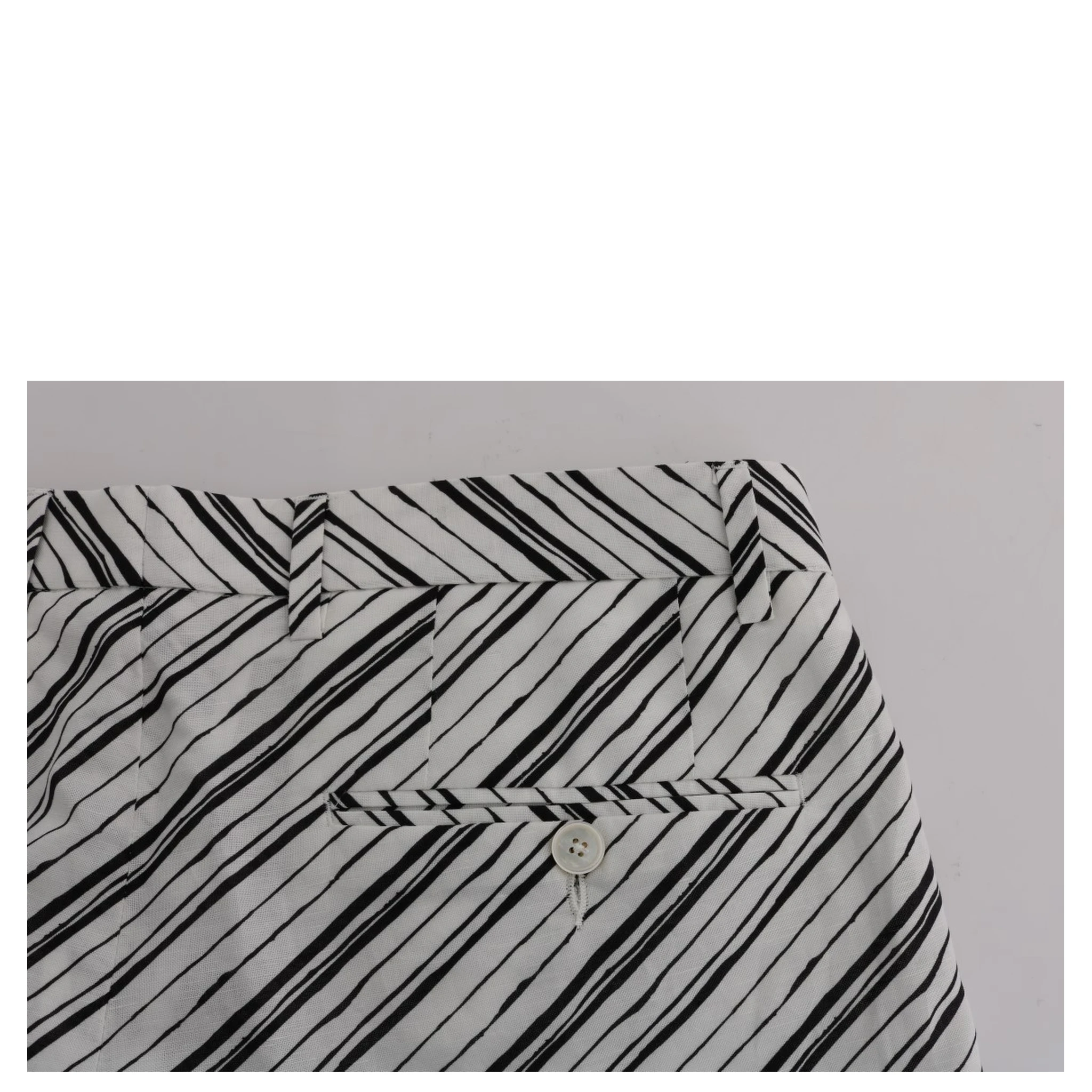 White Black Striped Casual Shorts