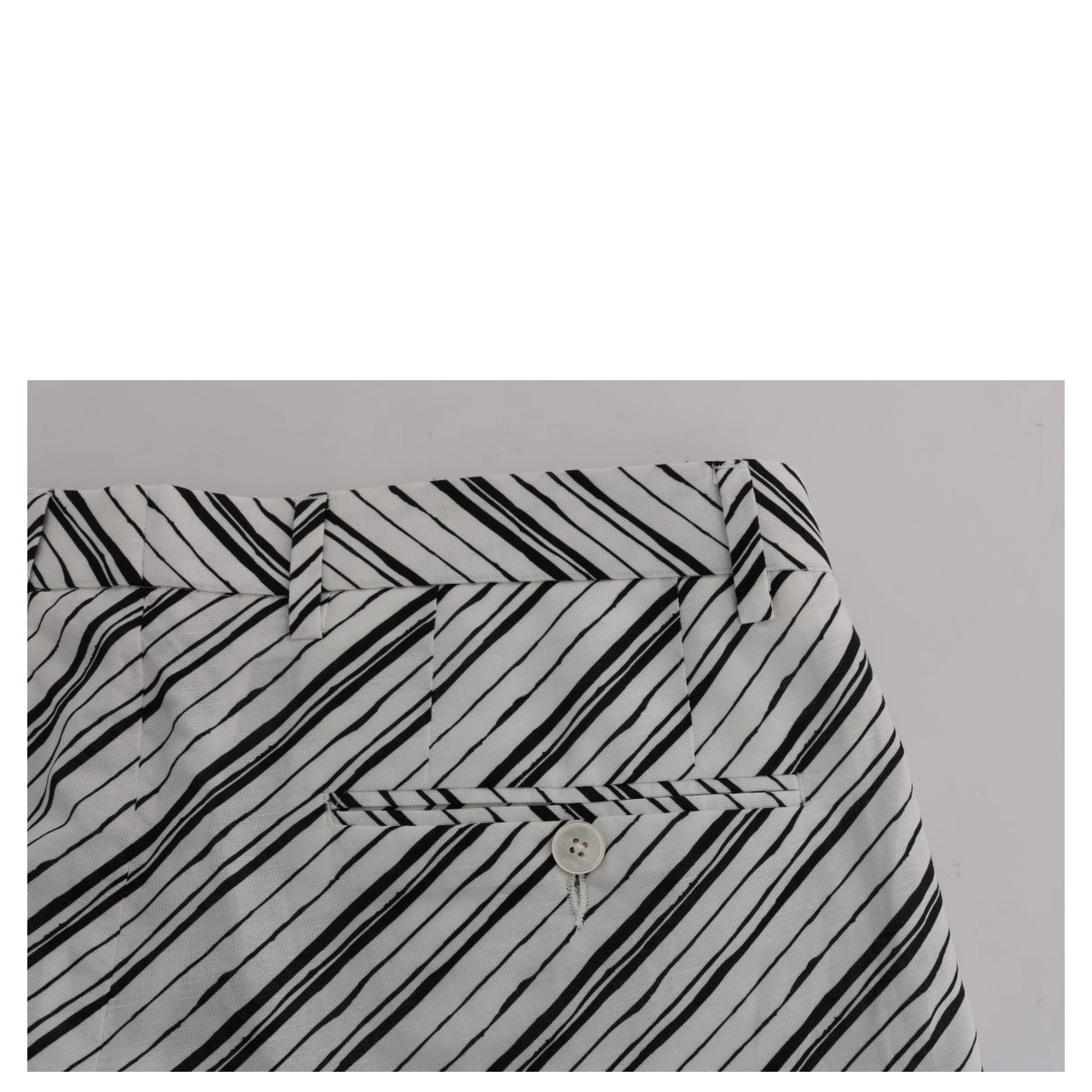 White Black Striped Casual Shorts