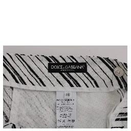 White Black Striped Casual Shorts