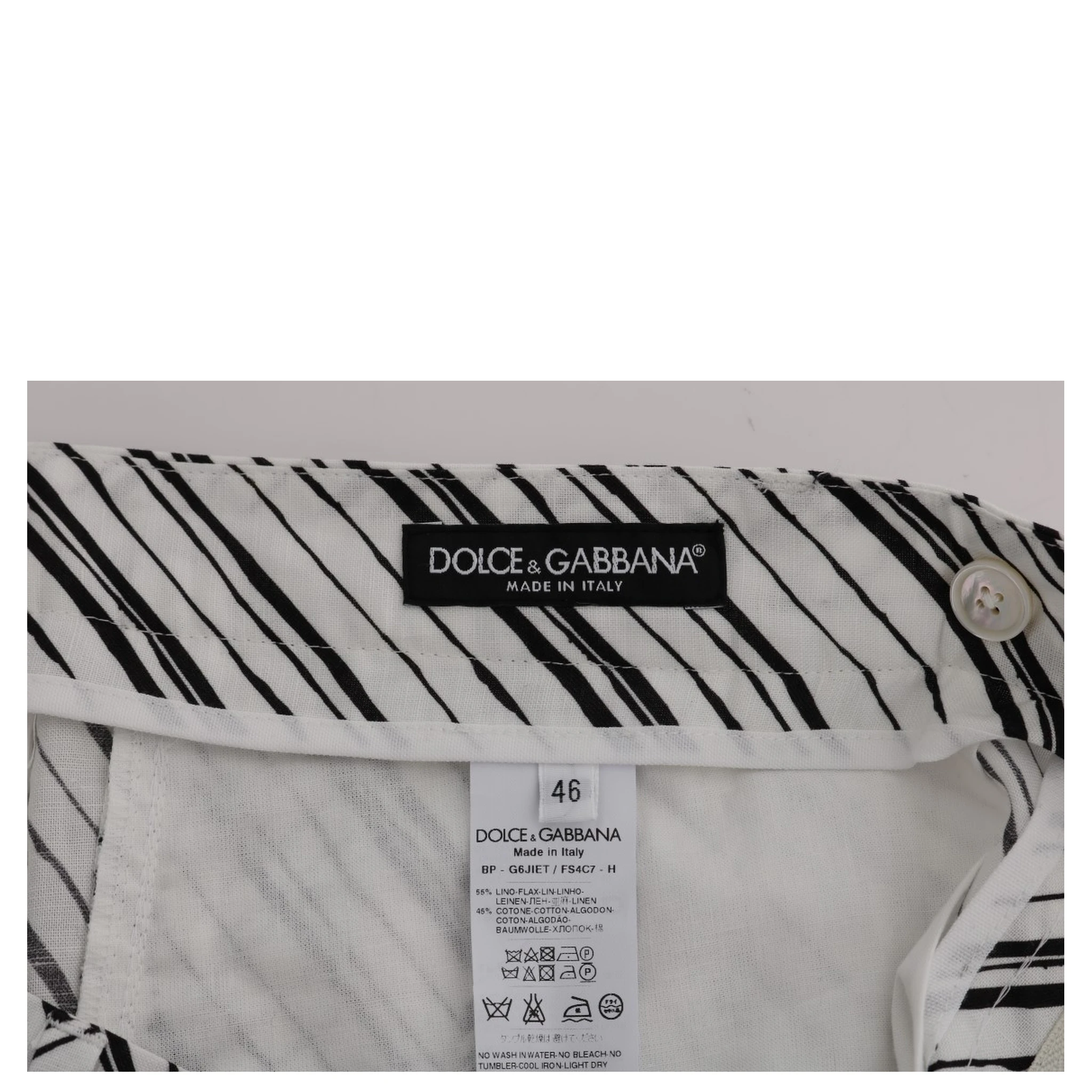 White Black Striped Casual Shorts